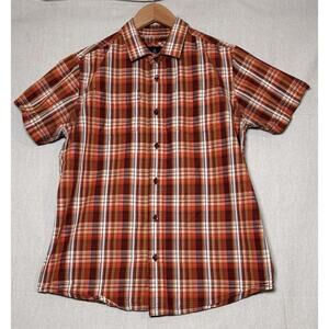 PRANA Men's Size Small Short Sleeve Button Down Shirt Pockets Multicolored